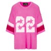 YIPPIE & HIPPIE Damen Pullover W52‑415 – Fluffy Sweater mit „22“ Print in Pink