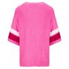 YIPPIE & HIPPIE Damen Pullover W52‑415 – Fluffy Sweater mit „22“ Print in Pink