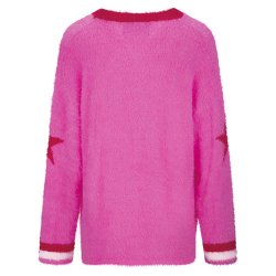 YIPPIE & HIPPIE Damen Pullover W52‑411 – Fluffy Sweater mit „Dreamer 11“ Print in Pink
