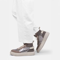 CRICKIT Damen Sneaker UMA – Stylischer High-Top Sneaker in Metallic-Look aus Leder mit elastischem Einsatz