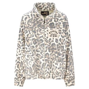 YIPPIE & HIPPIE Damen Strickjacke W52‑806 – Leo Jacke mit Reißverschluss und Patch in Beige/Taupe