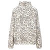 YIPPIE & HIPPIE Damen Strickjacke W52‑806 – Leo Jacke mit Reißverschluss und Patch in Beige/Taupe