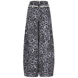 YIPPIE & HIPPIE Damen Hose W52‑600 – Weite Culotte mit Leo‑Print und Kordelgürtel
