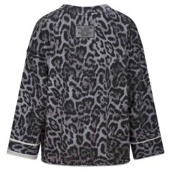 YIPPIE & HIPPIE Damen Sweatshirt W52‑507 – Leo Sweatshirt mit „I DONT CARE“ Print in Taupe/Schwarz