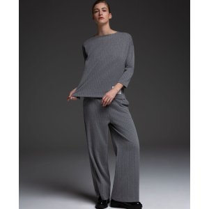 SENSES The Label Damen Hose SE2511‑1968‑22 – Weite Nadelstreifen Hose in Grau
