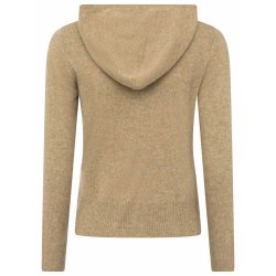 ZWILLINGSHERZ Damen Cardigan 6523-0 – Kaschmir Strickjacke mit Kapuze und Reißverschluss in Beige