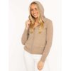 ZWILLINGSHERZ Damen Cardigan 6523-0 – Kaschmir Strickjacke mit Kapuze und Reißverschluss in Beige