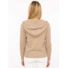 ZWILLINGSHERZ Damen Cardigan 6523-0 – Kaschmir Strickjacke mit Kapuze und Reißverschluss in Beige