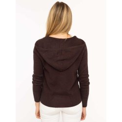 ZWILLINGSHERZ Damen Cardigan 6523-010 - Kaschmir Strickjacke mit Kapuze und Reißverschluss in Braun