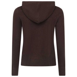 ZWILLINGSHERZ Damen Cardigan 6523-010 - Kaschmir Strickjacke mit Kapuze und Reißverschluss in Braun