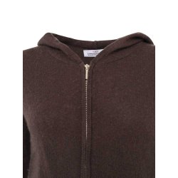 ZWILLINGSHERZ Damen Cardigan 6523-010 - Kaschmir Strickjacke mit Kapuze und Reißverschluss in Braun
