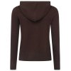 ZWILLINGSHERZ Damen Cardigan 6523-010 - Kaschmir Strickjacke mit Kapuze und Reißverschluss in Braun
