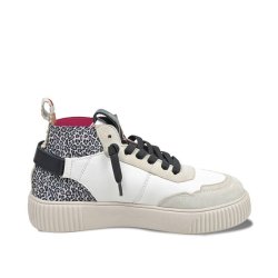 CRICKIT Damen Sneaker Maura 08371460‑43 UMA – Leichter Ledersneaker mit EASY‑IN Funktion in Weiß Leo