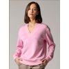 SANI BLU Damen Sweat 9361‑934 – Sweatshirt mit Strick-V‑Ausschnitt in Rose
