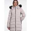 RINO & PELLE Damen Steppmantel Axelle.7002613 – Gepolsterter Mantel in Stone mit abnehmbarem Black Faux‑Fur Kragen