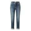 ANGELS Damen Jeans Darleen Sparkle 346‑811430‑3188 – 7/8 Straight Fit in Dark Indigo Used Destroyed