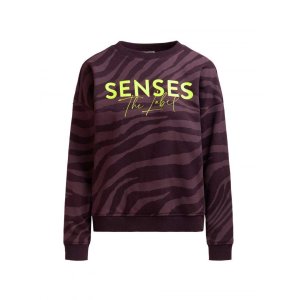 SENSES The Label Damen Sweatshirt SE2608-3520-21 – Zebra Print Sweatshirt in Bordeaux