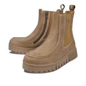 CRICKIT Damen Stiefelette Ninfa 04471593 – Uldina in Cognac mit Reißverschluss und Wechselfußbett