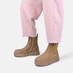 CRICKIT Damen Stiefelette Ninfa 04471593 – Uldina in Cognac mit Reißverschluss und Wechselfußbett