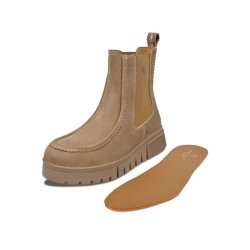 CRICKIT Damen Stiefelette Ninfa 04471593 – Uldina in Cognac mit Reißverschluss und Wechselfußbett